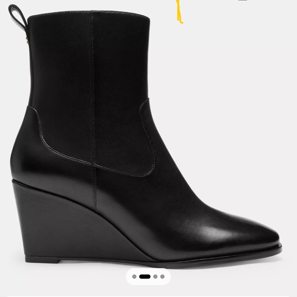 Coach Sleek Black Wedge Boots with Pointed Toe - Picture 1 of 5